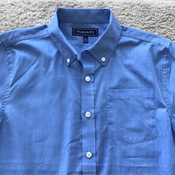 Boys Crown & Ivy Boys Blue Button Down Dress Shirt - Picture 2 of 5